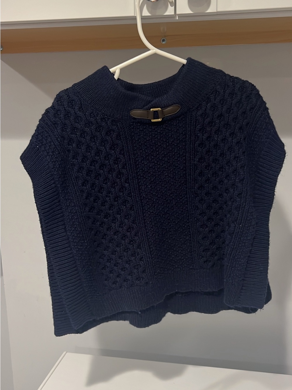 Janie and Jack Navy Cable Knit Poncho with Buckle